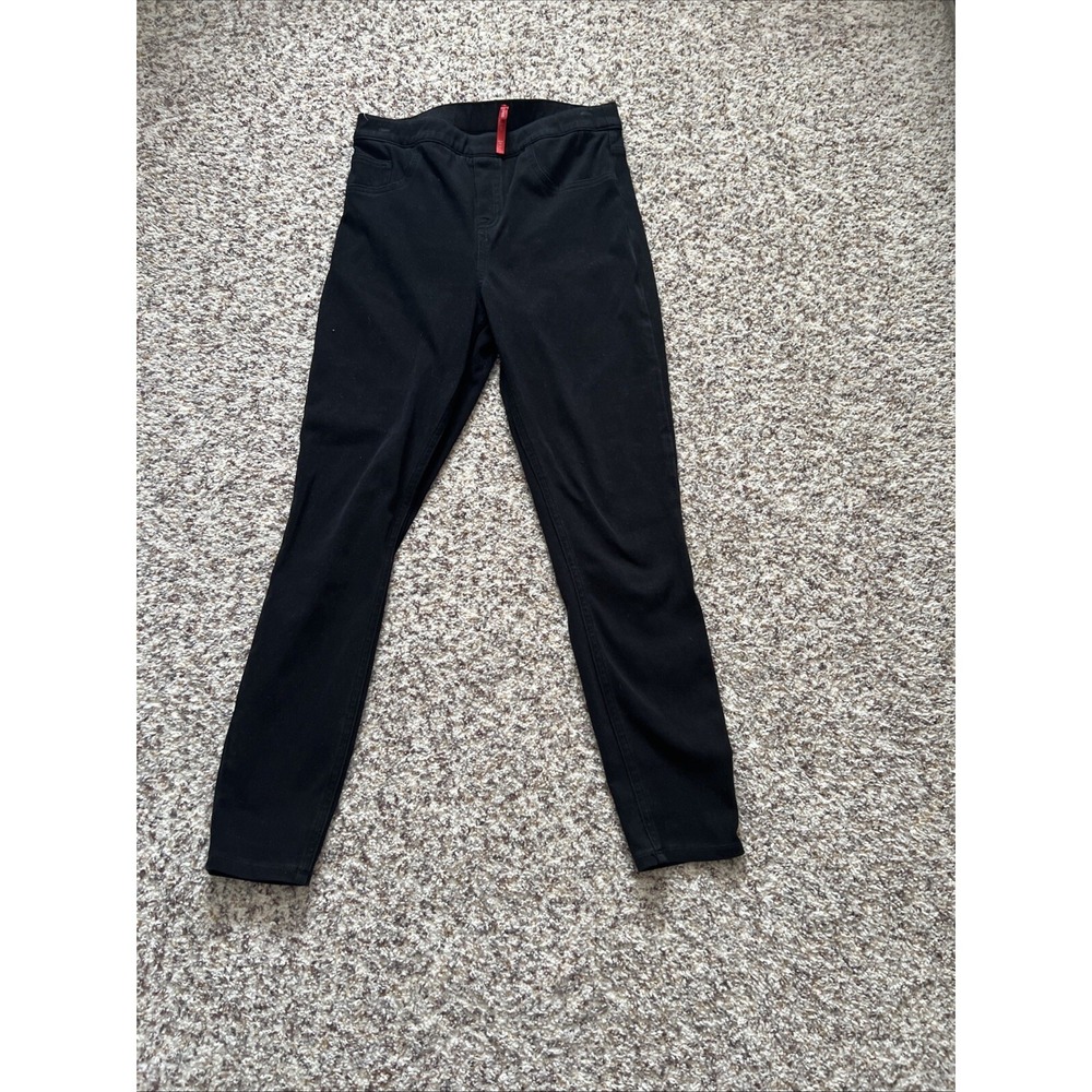 Spanx Ankle Skinny Jeans Black Pull On Denim Legging Sz M Stretchy